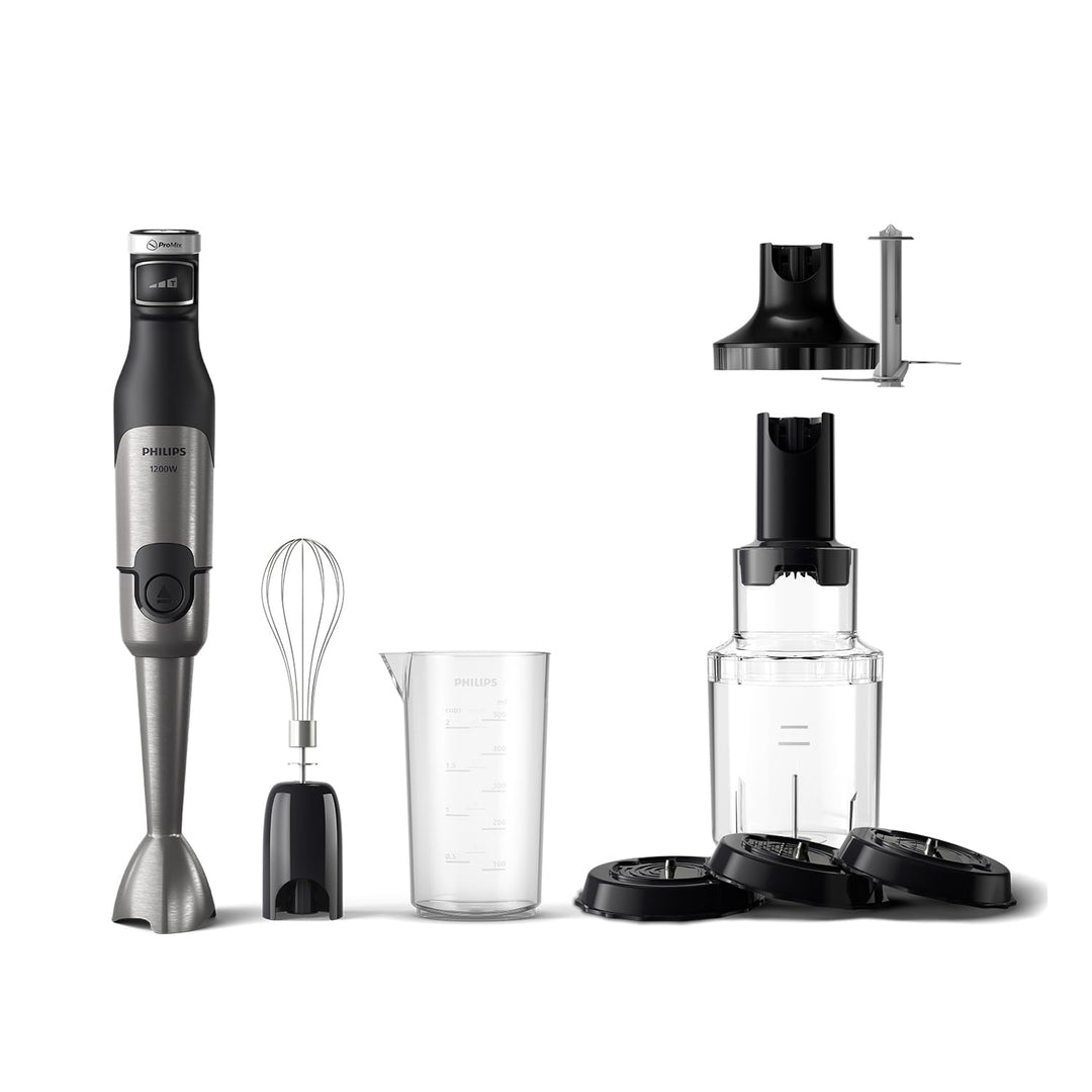 Philips 5000-Serie Stabmixer inkl. Schneebesen, Spiralizer, XL-Zerkleinerer - 1200 W Leistung. ProMi