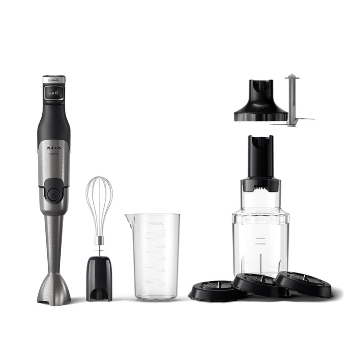Philips 5000-Serie Stabmixer inkl. Schneebesen, Spiralizer, XL-Zerkleinerer - 1200 W Leistung. ProMi