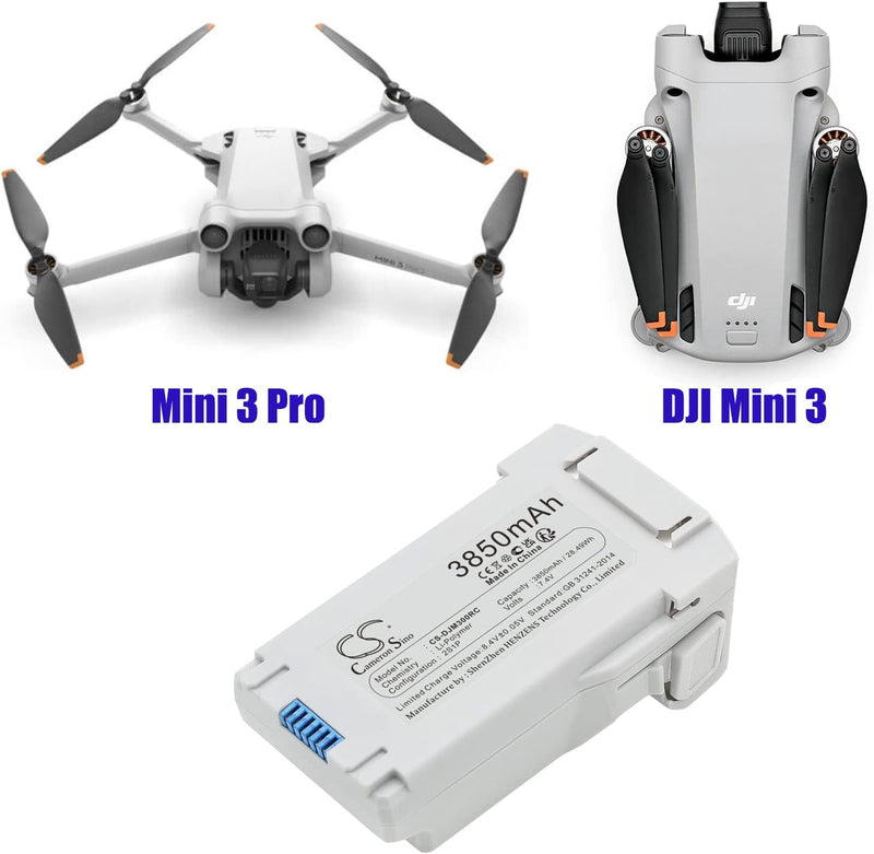 7.4V 3850mAh / 28.49WhErsatz Akku kompatibel mit DJI Mini 3, Mini 3 Pro, BWX162-2453-7.38, BWX162-38