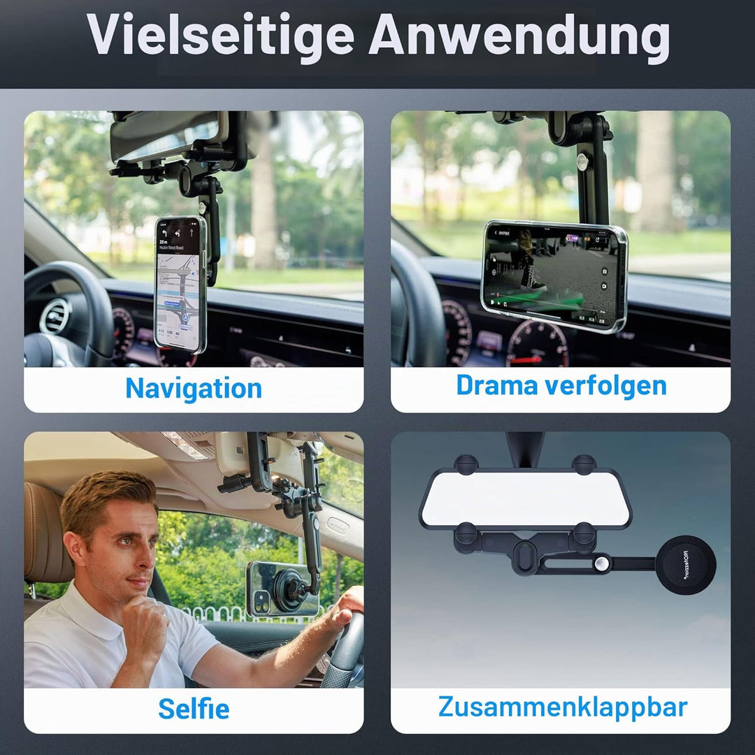 PROfezzion Handyhalterung Auto Magnet für Rückspiegel Autospiegel Auto Spiegel oder Lüftung Kompatib