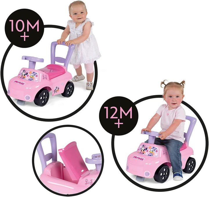 Smoby - Minnie Auto - Rutscherfahrzeug - Kinderfahrzeug mit Staufach und Kippschutz, für drinnen und