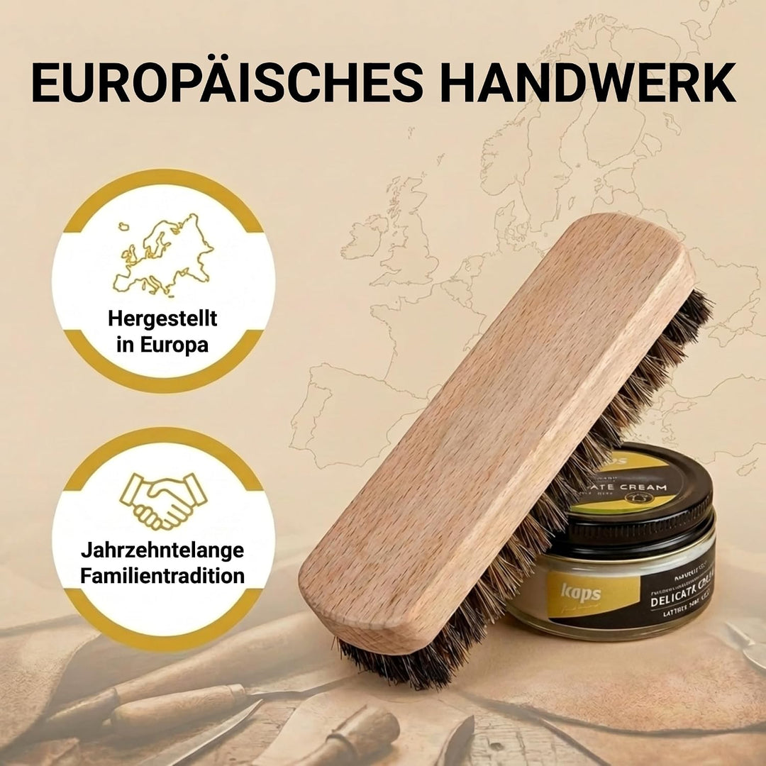 Kaps Napoli Schuhpflegeset – Feinste Schuhbürsten, Lederpflege Set zum Reinigen & Polieren von Glatt