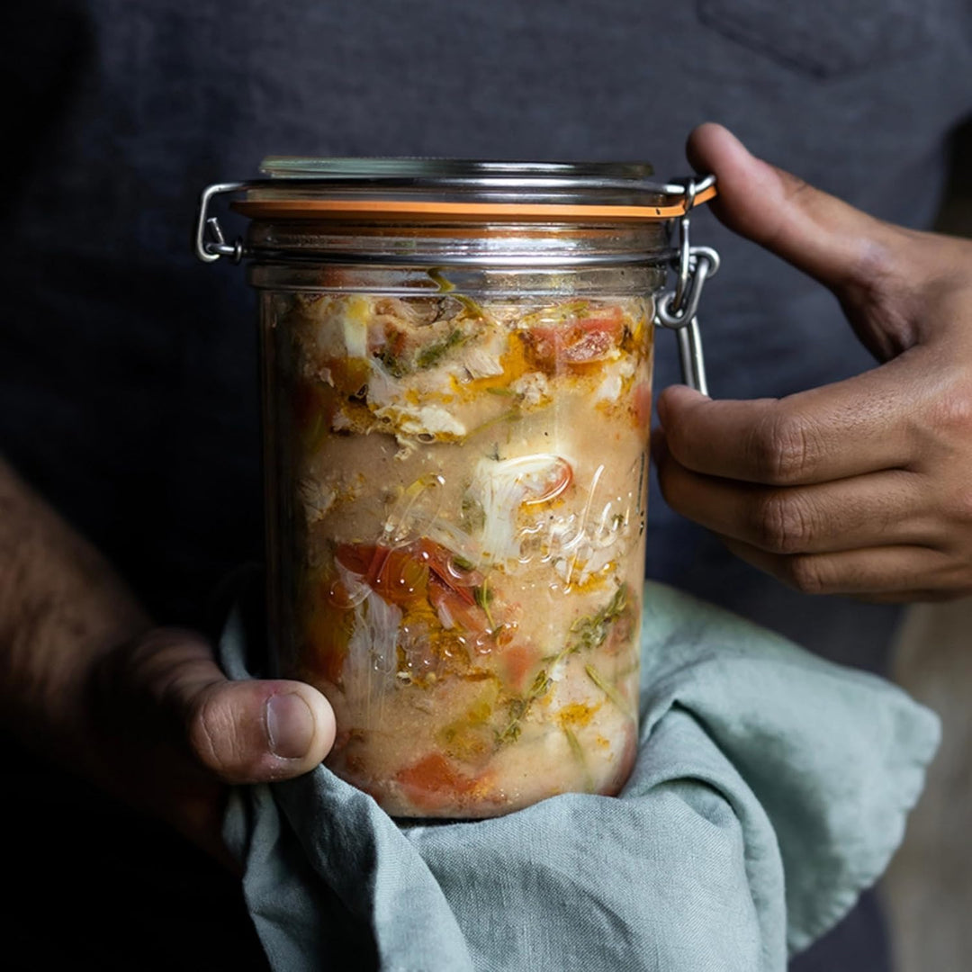 Le Parfait Super Terrine Einmachglas mit geradem Körper, luftdichter Gummidichtung und Glasdeckel, 1