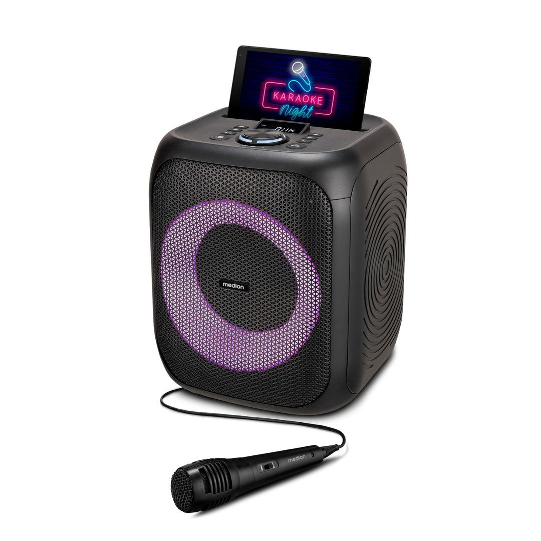 MEDION S61991 Partylautsprecher mit Bluetooth (Partysoundsystem inklusive Mikrofon, Party Box, tragb