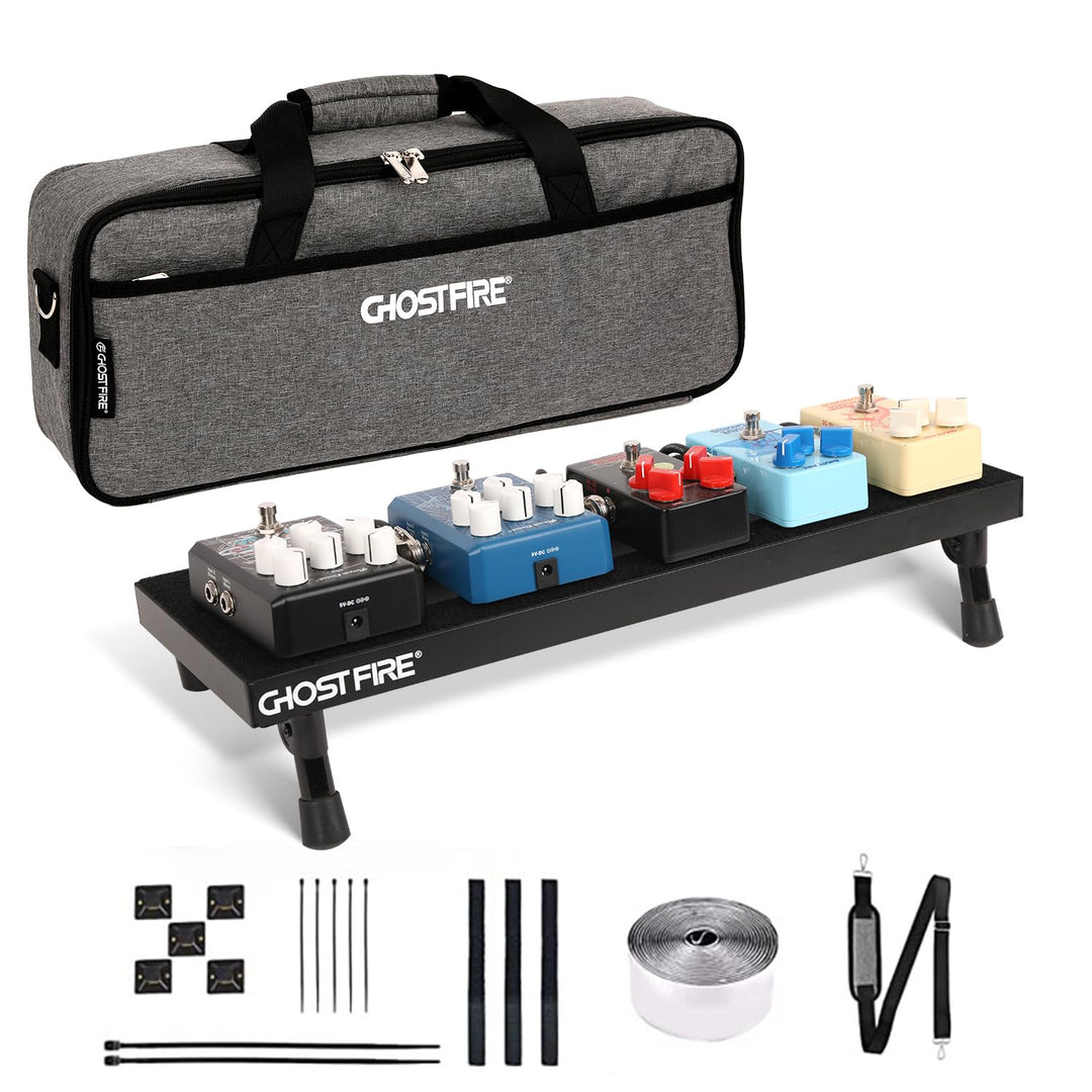 Ghost Fire Guitar Pedal Board 1.1ib Aluminum Super light Effect Pedalboard with Carry Bag (19.7''x7'