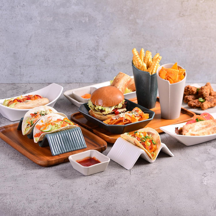CreaTable, 33967, Serie Street Food, Geschirrset, Street Boat long 2 teilig Creme Streat Boat long,