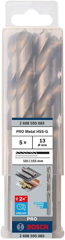 Bosch Professional Metallbohrer HSS-G geschliffen (5 Stück, Ø 13 mm) Durchmesser: 13/Gesamtlänge in