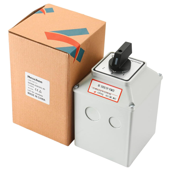 Heschen Universal Drehnockenwahlschalter, SZW26-63/D303.3D, 660V 63A, ON-OFF-ON 3 Positionen, 3 Phas