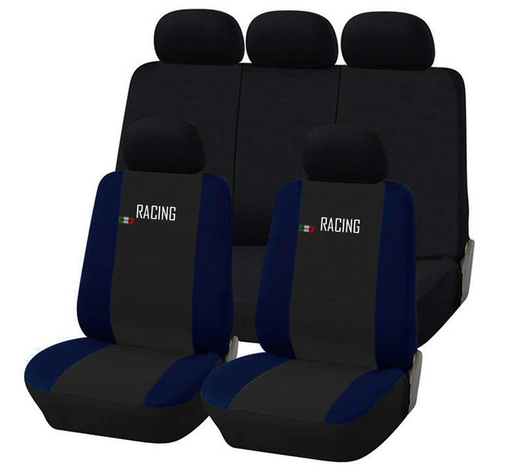 Universal Autositzbezüge Made in Italy - Racing - Rückenlehne mit 2 Reissverschlüssen - kompatible A