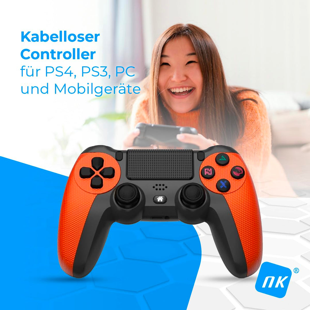 NK Wireless Controller für PS4 / PS3 / PC/Mobile - Wireless Controller mit Dualshock, 6-Achsen-Erken