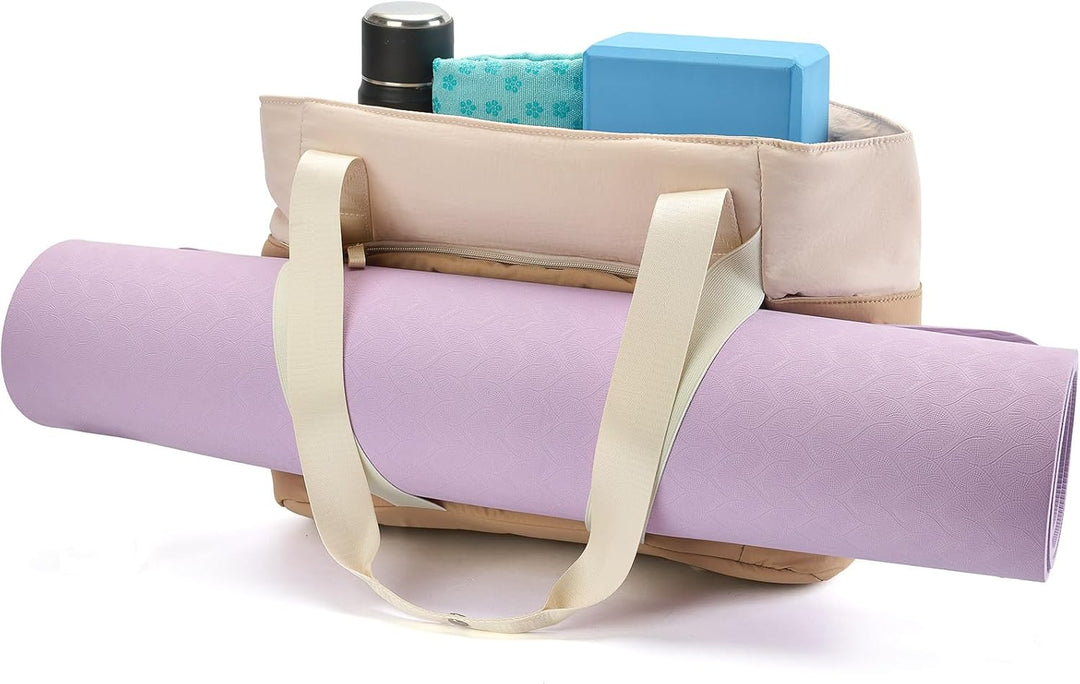 Axcone Tragetasche für Damen mit Reissverschluss,Gesteppte Tragetasche,Sporttasche mit Yogamatten-Gu