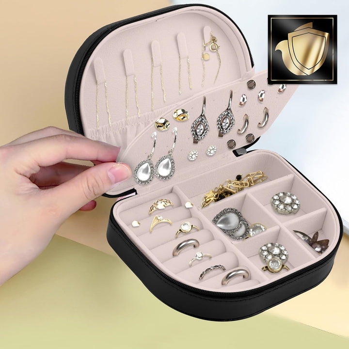 Schmuckkästchen Schmuckbox Reise Schmucketui Klein Schmuckaufbewahrung Organizer Tragbar 16,5 x 12 x