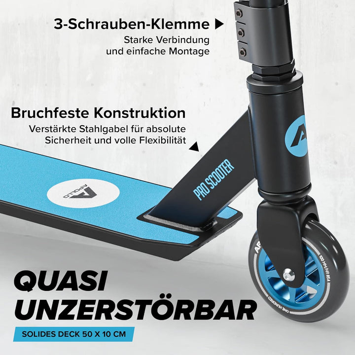 Apollo Stunt Scooter - Genius Pro | Robuster Kinder Scooter mit ABEC 9 Kugellager | Trick Roller, Tr