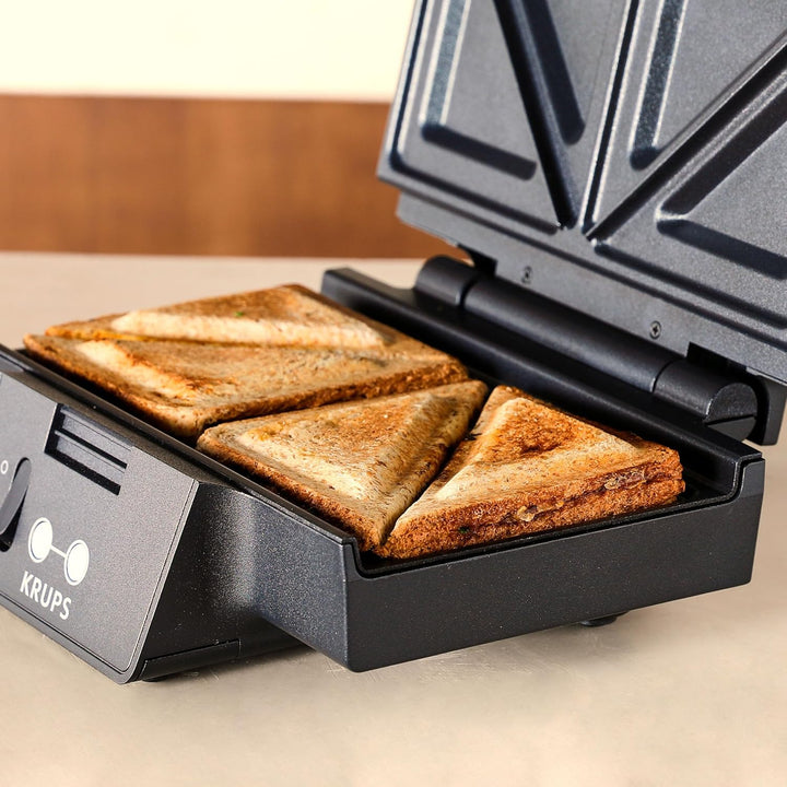 Krups Sandwichmaker FDK451 | für gegrillte Sandwichtoasts in Dreiecksform | Antihaftbeschichtete Pla