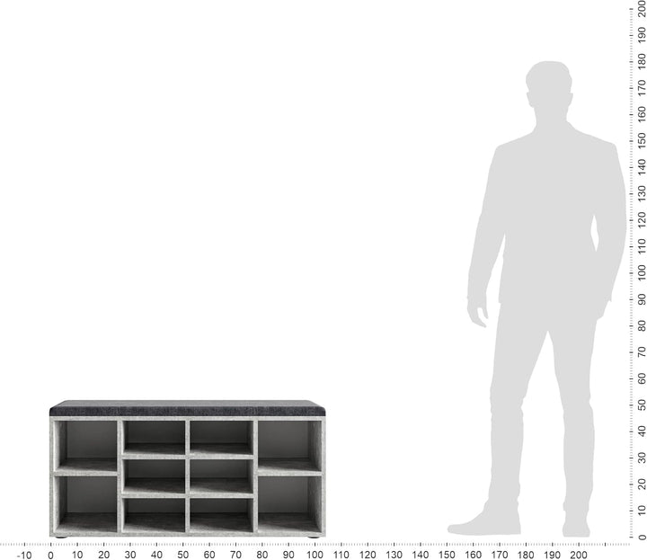 KOMTO Schuhbank mit Sitzfläche - Schuhregal Beton 104 x 50 x 30 cm Schuhschrank mit Sitzbank Flur Ba