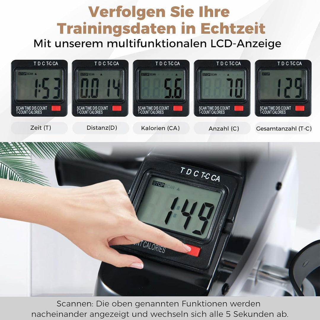 COSTWAY Pedaltrainer für Senioren, Arm und Beintrainer unter dem Schreibtisch, Heimtrainer mit verst