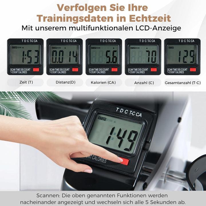 COSTWAY Pedaltrainer für Senioren, Arm und Beintrainer unter dem Schreibtisch, Heimtrainer mit verst