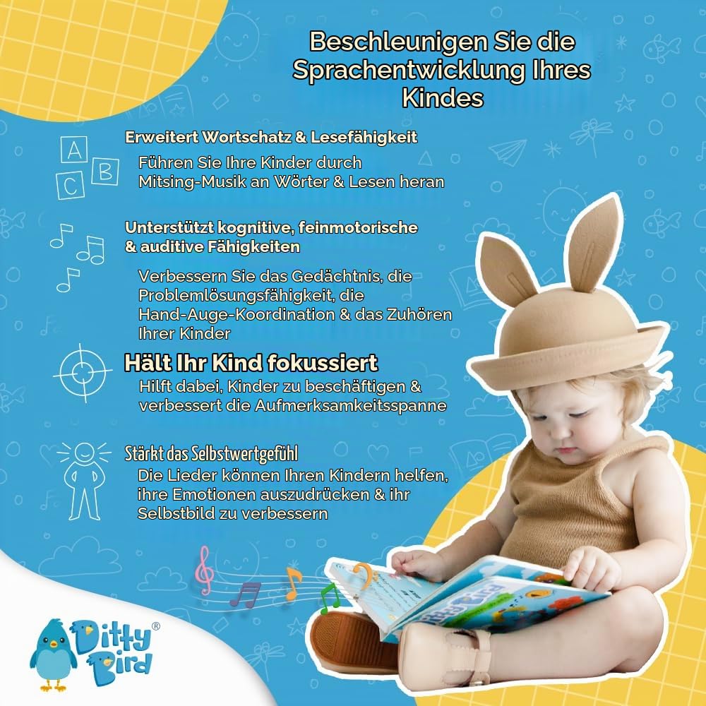 Ditty Bird | Learning Songs | Interactive Musical Book for toddlers 1- 3 | Sing-Along boardbook for