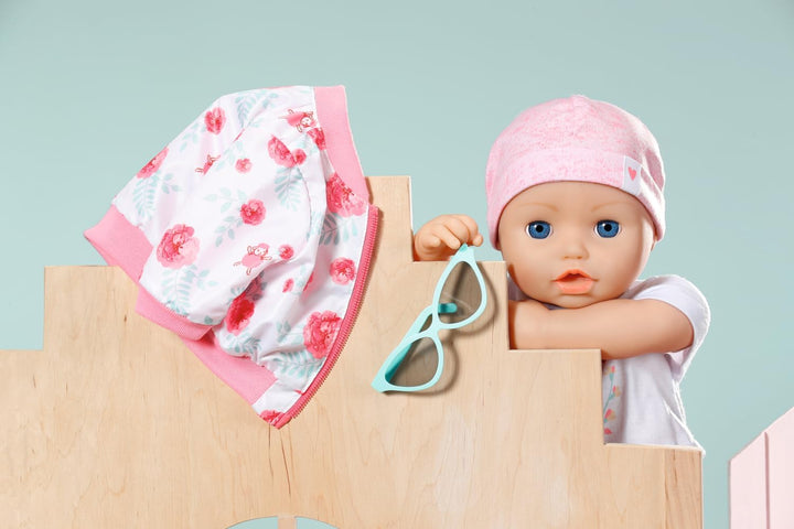 Baby Annabell Deluxe Frühling Puppenoutfit mit Rock, Bomberjacke, Mütze und Sonnenbrille für 43 cm P