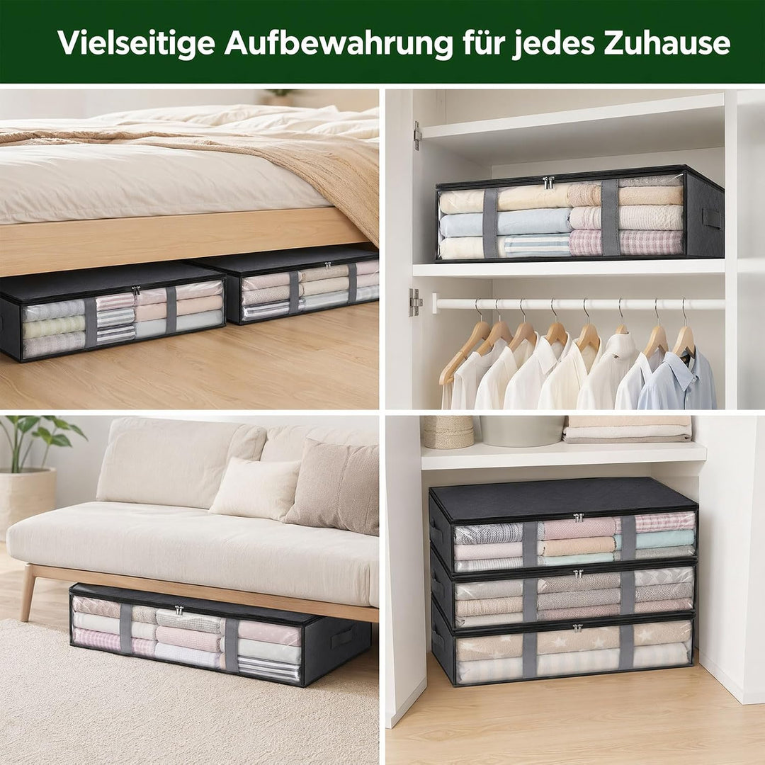 4er-Set Unterbett Aufbewahrungsboxen für Kleideraufbewahrung & Organisation | 40L Waschbare Unterbet