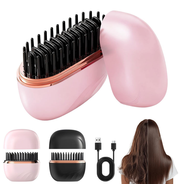 Mini Hair Straightener Brush, Mini-Glätteisen Kabellos, Schnelles Erhitzen, Wiederaufladbare Tragbar