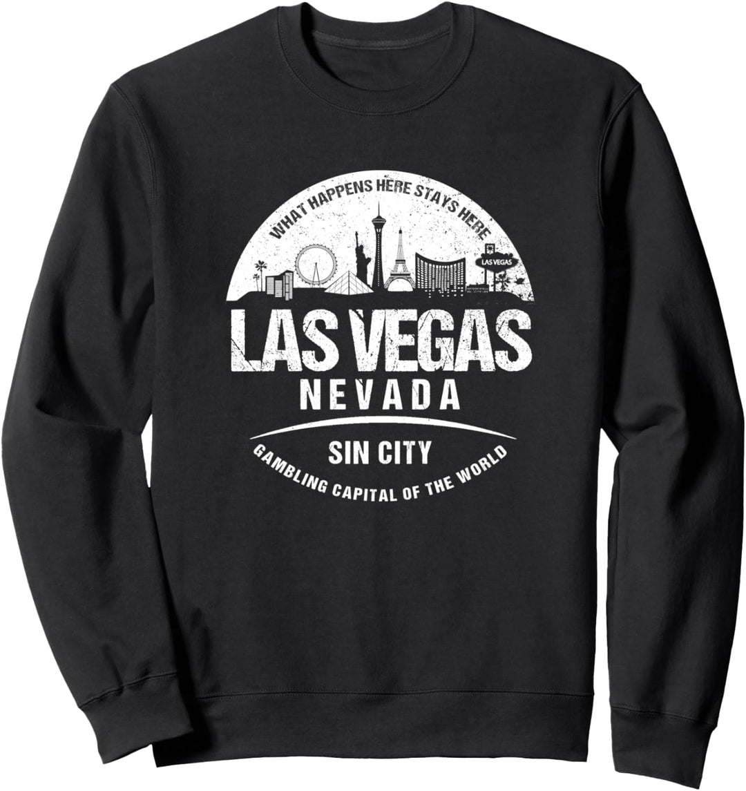 Las Vegas Grunge Art Cityscape Skyline Vacation Souvenir Sweatshirt