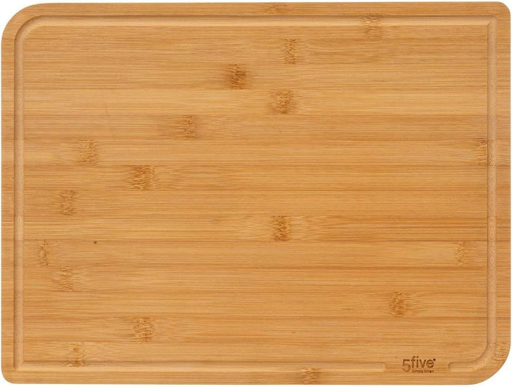 5five – Set mit 2 Bambus-Schneidebrettern – 35 x 25 cm und 22 x 15 cm, mit Nut – Küchenutensil