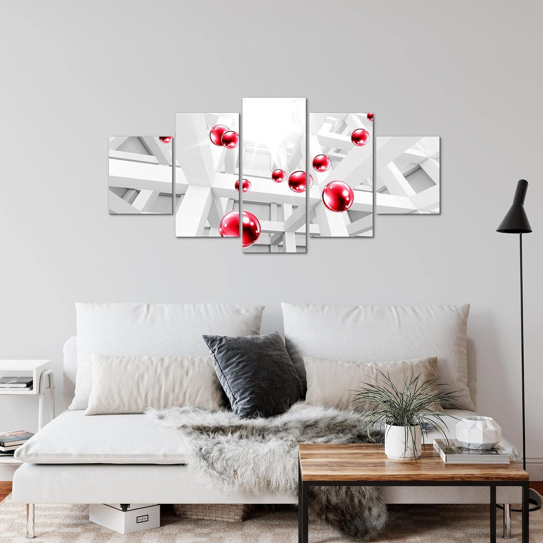 Runa Art Wandbilder Abstrakt Kugel 5 Teilig Bild auf Vlies Leinwand Deko Wohnzimmer Schlafzimmer 3D