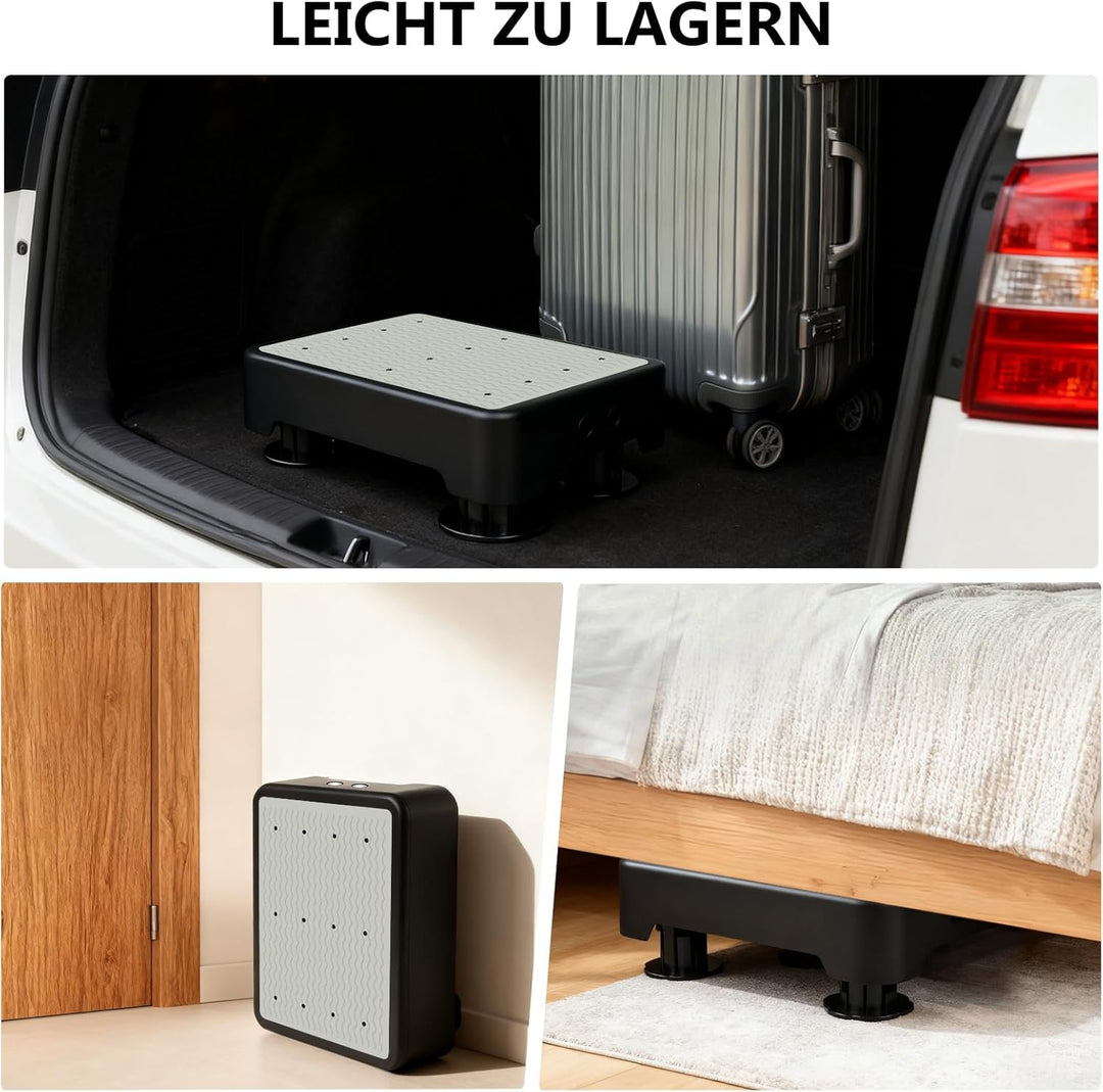 Rutschfest Halbstufe, Nachleuchtende Trittstufe, 3-stufig höhenverstellbarer, max.250 kg, Step Hocke