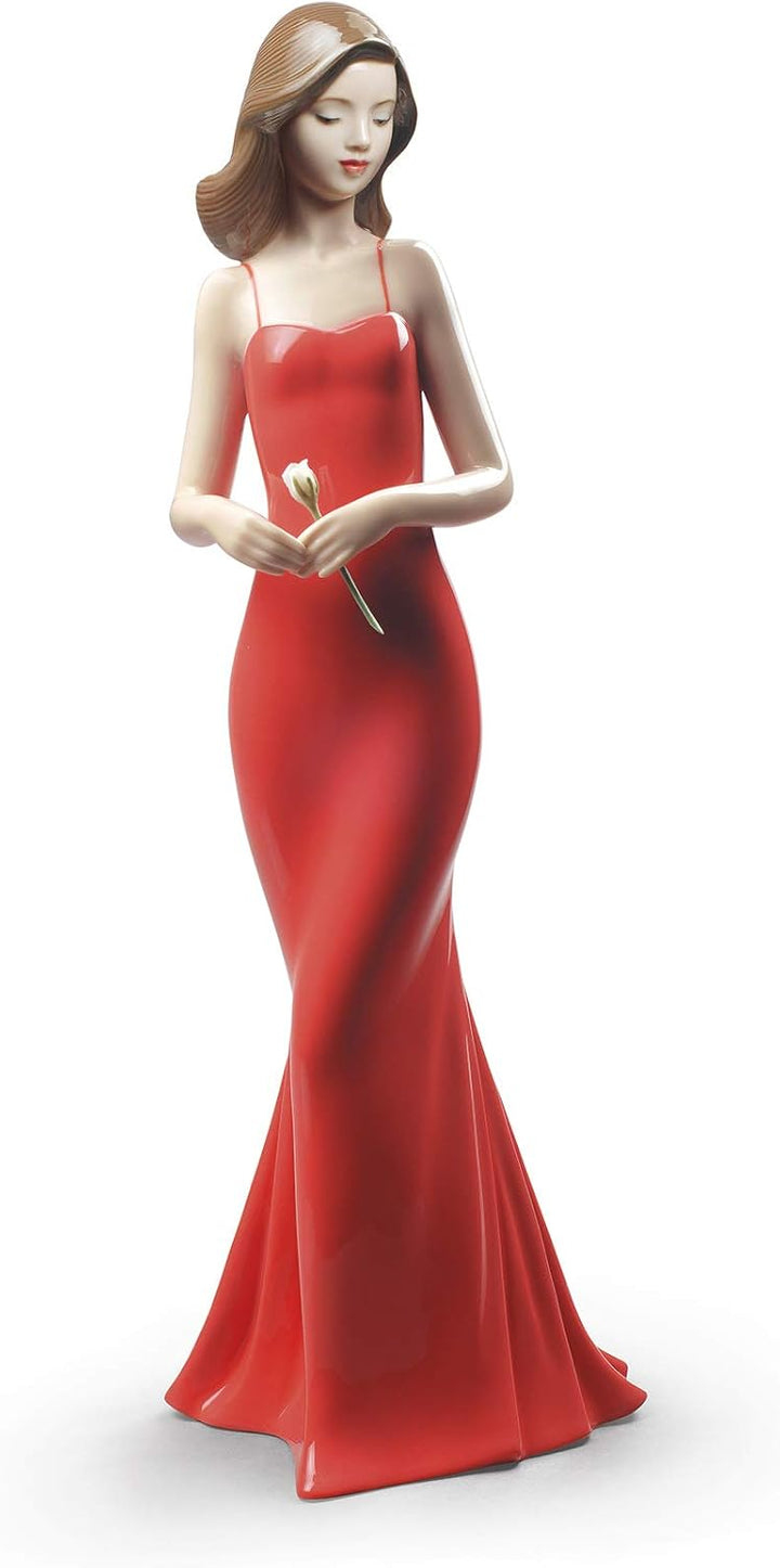 NAO Figur Die Eleganz von Einer Rose, Frau aus Porzellan Geblümt, Geblümt