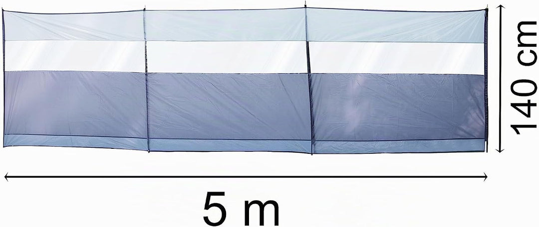 Windschutz mit Stahlstangen 500x140cm mit Sichtfenster - Sichtsschutz mit Heringen Abspannseilen Sch
