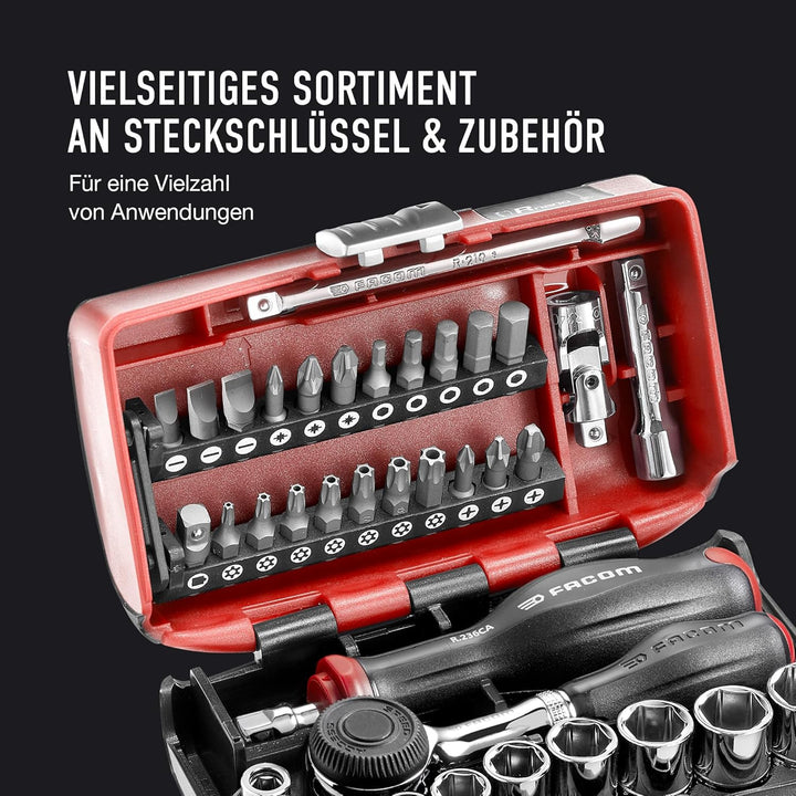 FACOM NANO Compact 38-tlg Stecknuss- und Bitsatz R.360NANOPB (metrischer, 6-Kant, 1/4-Zoll-Sechskant