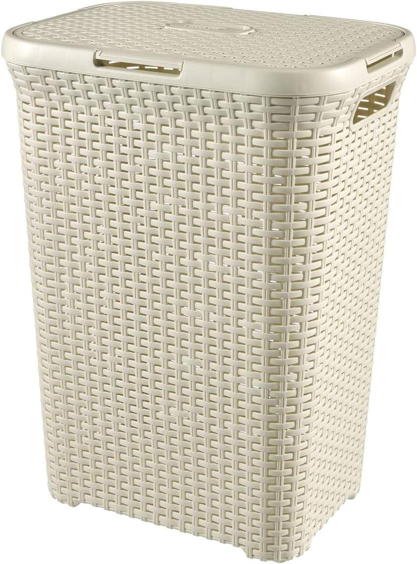 CURVER Style 60L Wäschebox, Plastik, Creme, 44.8 x 34.1 x 61.5 cm Einzelbett 44.8 x 34.1 x 61.5 cm,