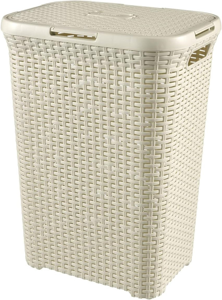 CURVER Style 60L Wäschebox, Plastik, Creme, 44.8 x 34.1 x 61.5 cm Einzelbett 44.8 x 34.1 x 61.5 cm,
