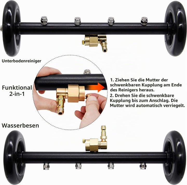 YUET 2-in-1 Hochdruckreiniger Unterfahrenreiniger Wasserbesen 40cm Oberflächenreiniger 16 Zoll Power