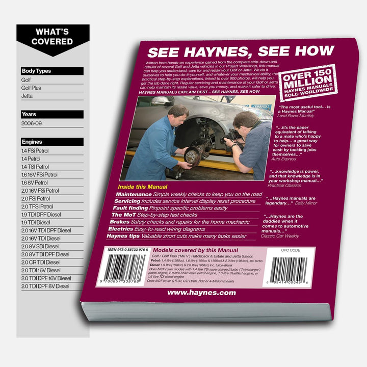 VW Golf (04 - Sept 08), Golf Plus (05 - Mar 09) &amp; Jetta (06 - 09) Haynes Repair Manual, Taschenbuch