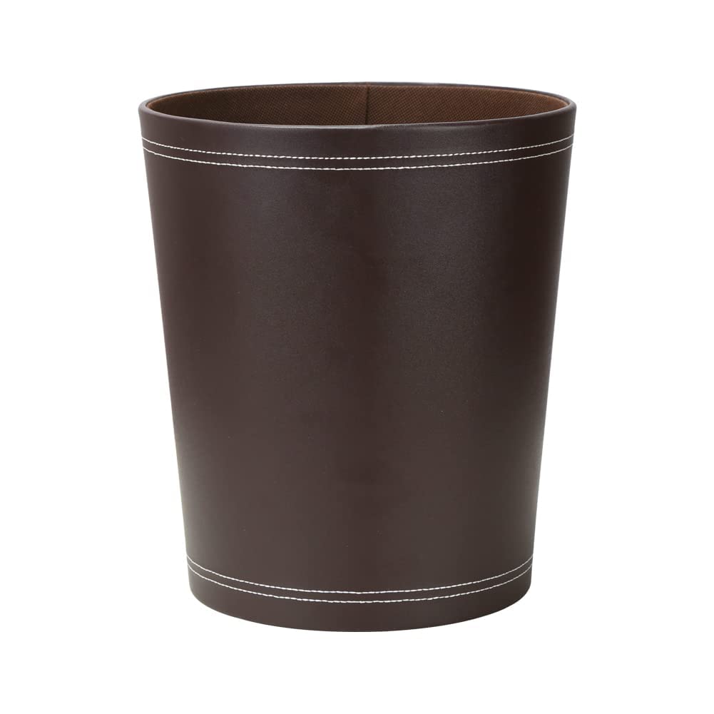 KINGFOM™ Klassisch Leder Papierkorb für Büro/Badezimmer/küche/Schlafzimmer (Braun), Braun