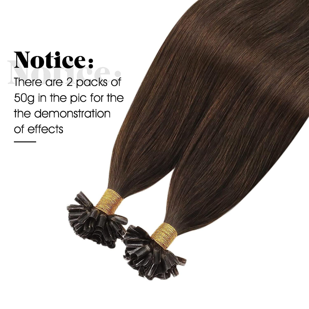 Moresoo Echthaar Extensions Bondings 1g Remy U Tip Keratin Bondings Echthaar Extensions Dunkelbraun