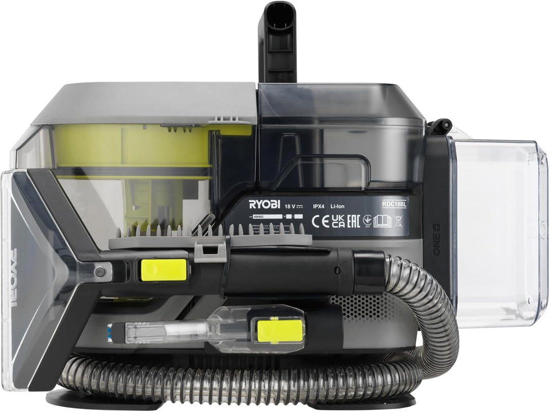 RYOBI 18 V ONE+ Akku-Textilreiniger Pro RDC18BL-0, kraftvolle Fleckenentfernung, 2in1-Waschbürste, D