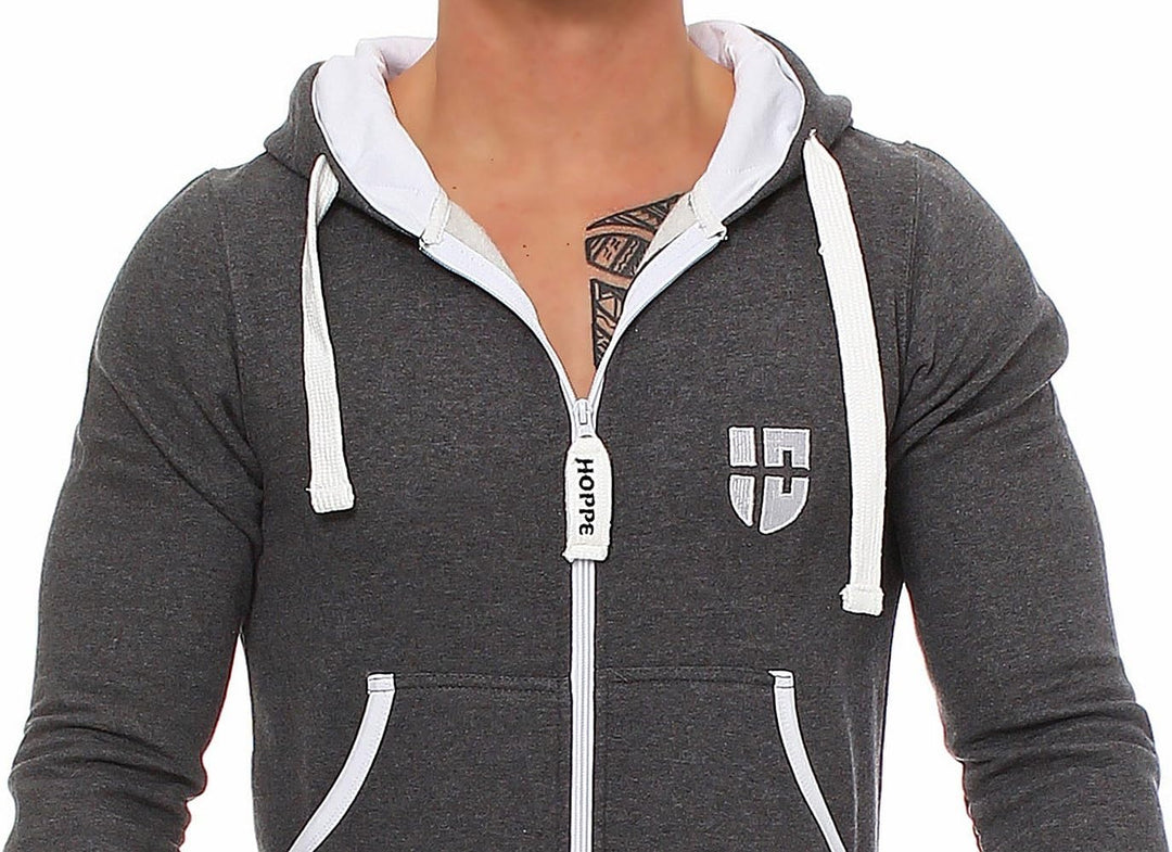 Gennadi Hoppe Herren Jumpsuit – Weicher & Bequemer Hausanzug M dunkelgrau, M dunkelgrau