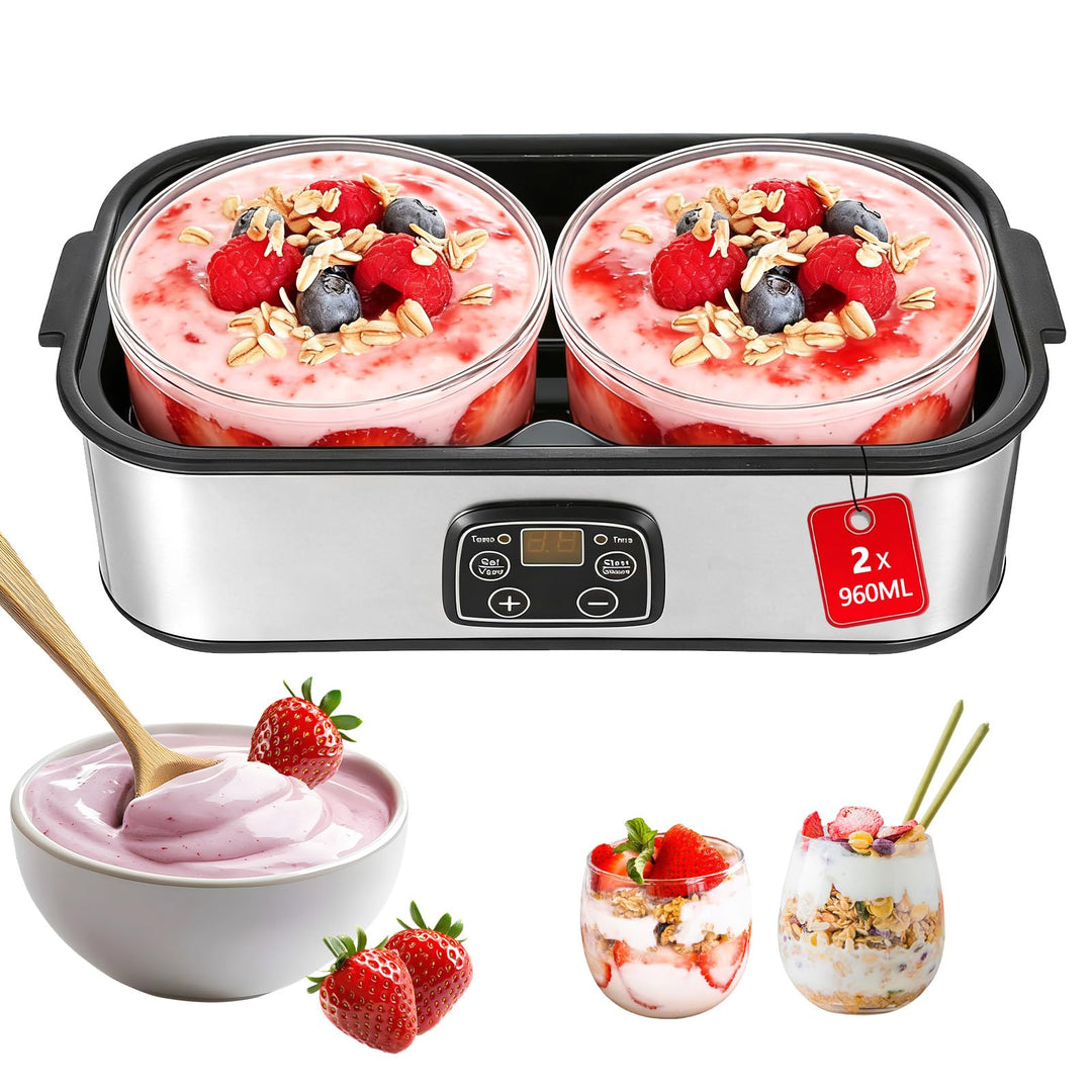 Joghurtbereiter 2L, Joghurt Machine, Digitale Joghurtmaschine aus Edelstahl, Automatischer Joghurt M