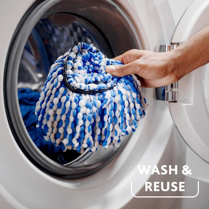 Vileda RinseClean Spin Mop System, trennt sauberes und schmutziges Wasser, müheloses Auswringen, Mik