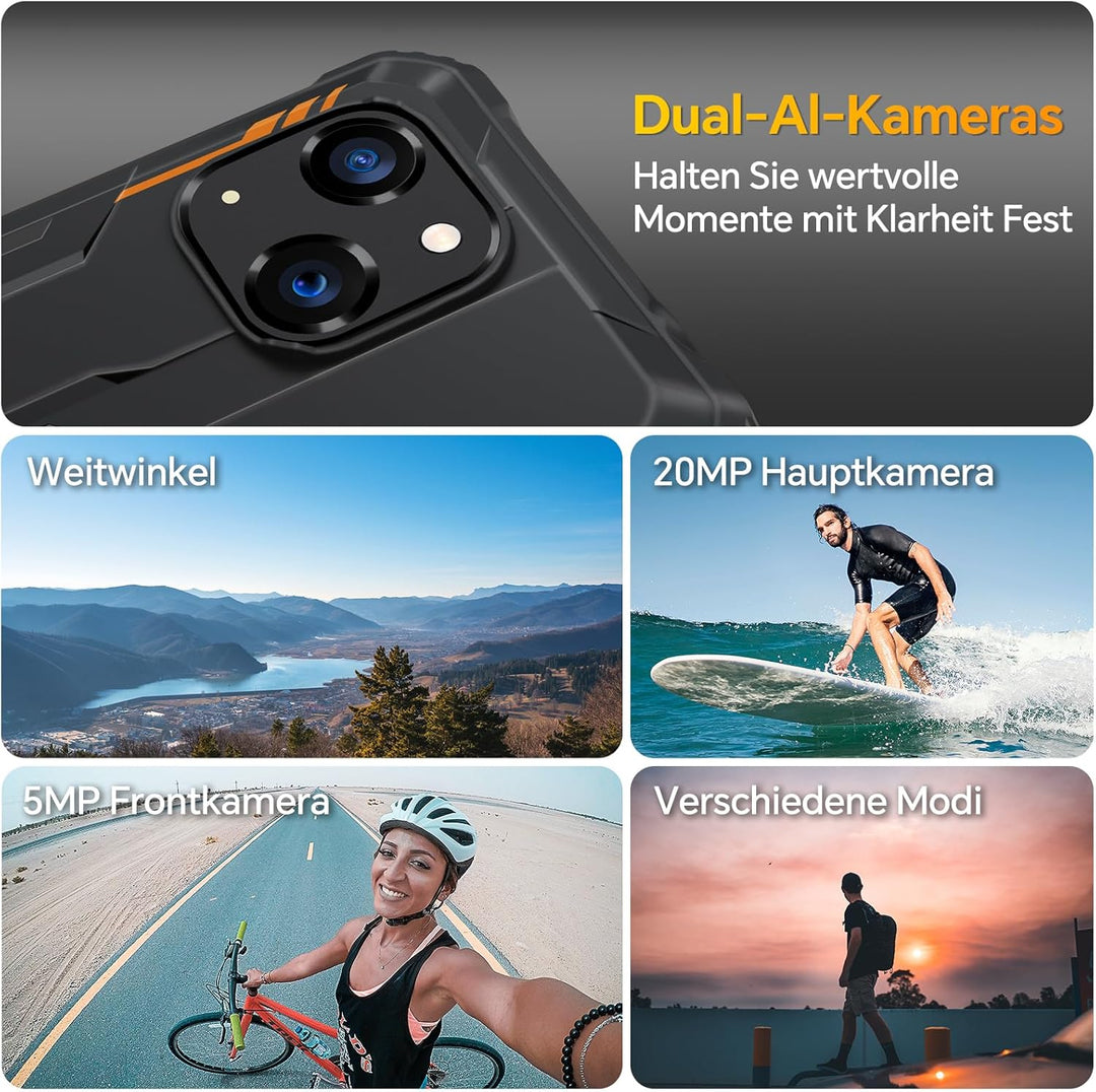 OUKITEL WP32 Android 13 Outdoor Handy 12GB+128GB (1TB Erweiterbar) Rugged Smartphone Ohne Vertrag 5,