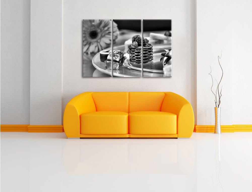 Pixxprint appetitliche Desserts als Leinwandbild/Grösse: 3 Teilig (120x80) cm/Wandbild/Kunstdruck/fe