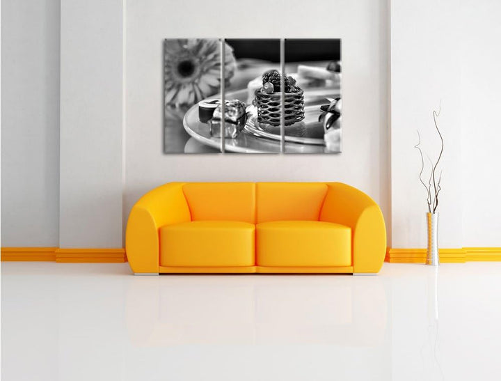 Pixxprint appetitliche Desserts als Leinwandbild/Grösse: 3 Teilig (120x80) cm/Wandbild/Kunstdruck/fe