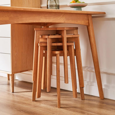 IBUYKE 4er Set Esszimmerhocker, Holzstapelstuhl mit Rutschfester Matte, Stapelhocker für Klassenzimm