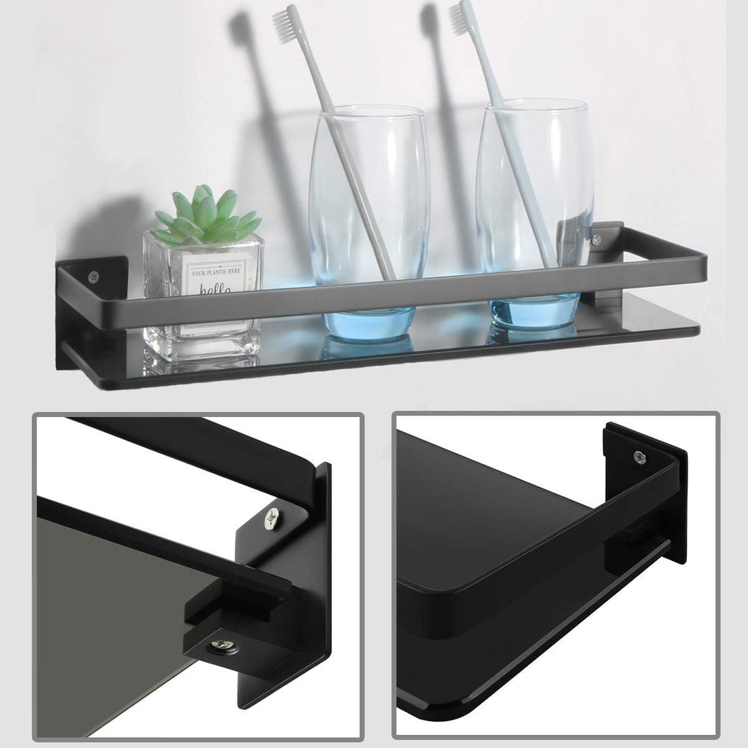 SAYAYO Duschablage Duschregal Schwarz Edelstahl Glasregal Badezimmer Regal Shower Shelf Shampoo Halt