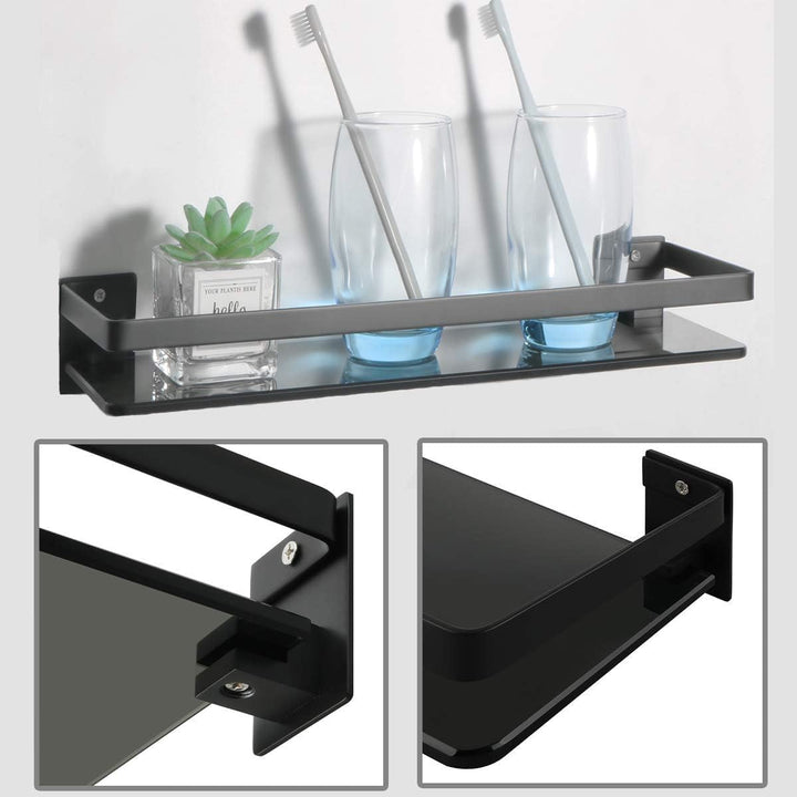 SAYAYO Duschablage Duschregal Schwarz Edelstahl Glasregal Badezimmer Regal Shower Shelf Shampoo Halt