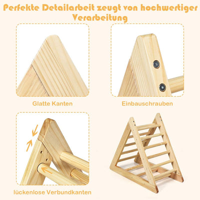 COSTWAY Kletterdreieck aus Holz, Klettergerüst für Kleinkinder ab 3 Jahren, zur Entwicklung grobmoto