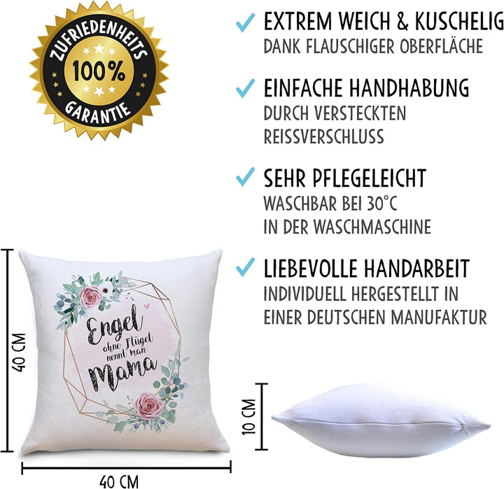 OWLBOOK Engel Mama Flauschiges Kissen Geschenke Geschenkideen Mama zum Muttertag als Muttertagsgesch